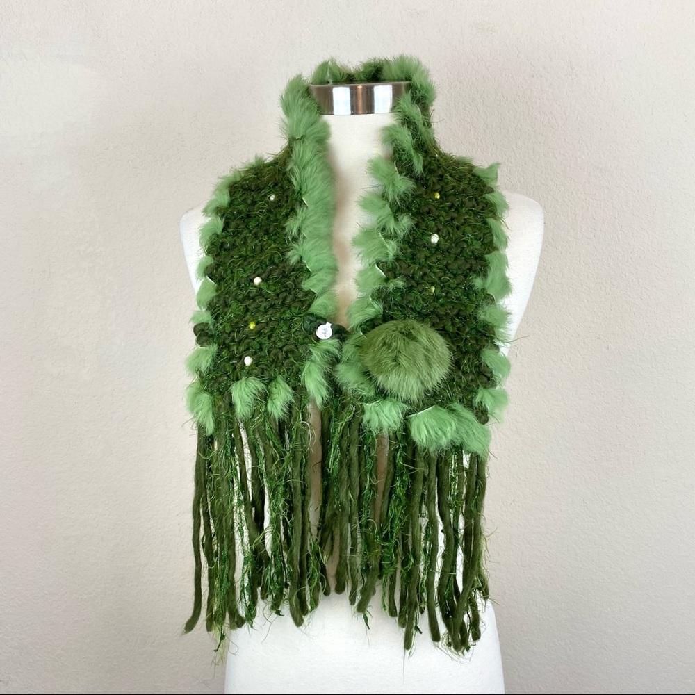 Hand Made Knit Fringe Scarf